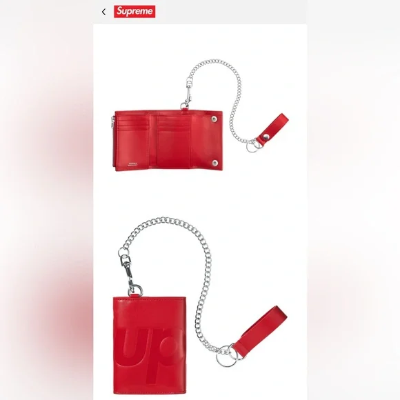 Supreme Leather Chain Wallet “Red” FW25 BNWT